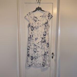 Floral Lace Dress in Cream and Blue